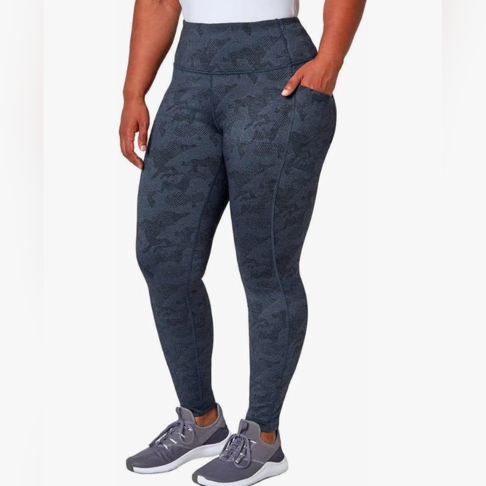Mondetta Ladies Brushed Jacquard Leggings in Blue Medium